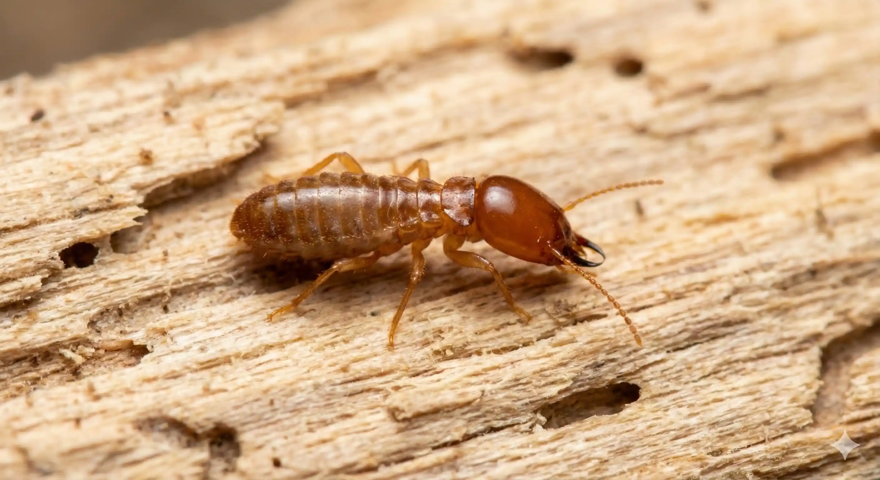 Professional drywood termite control technician inspecting and treating wood structure for termite infestation