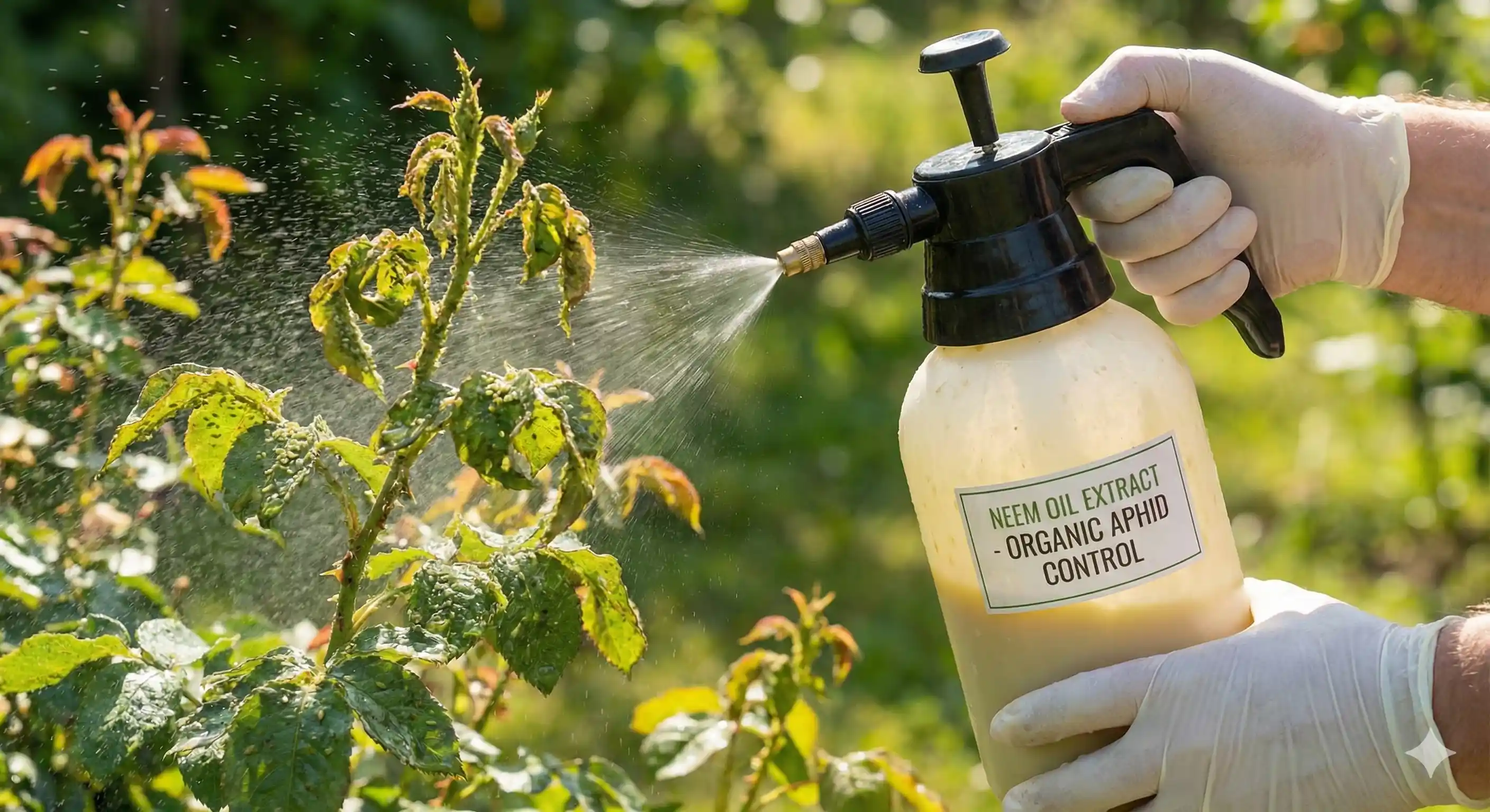 Applying botanical extract treatment for organic aphid control