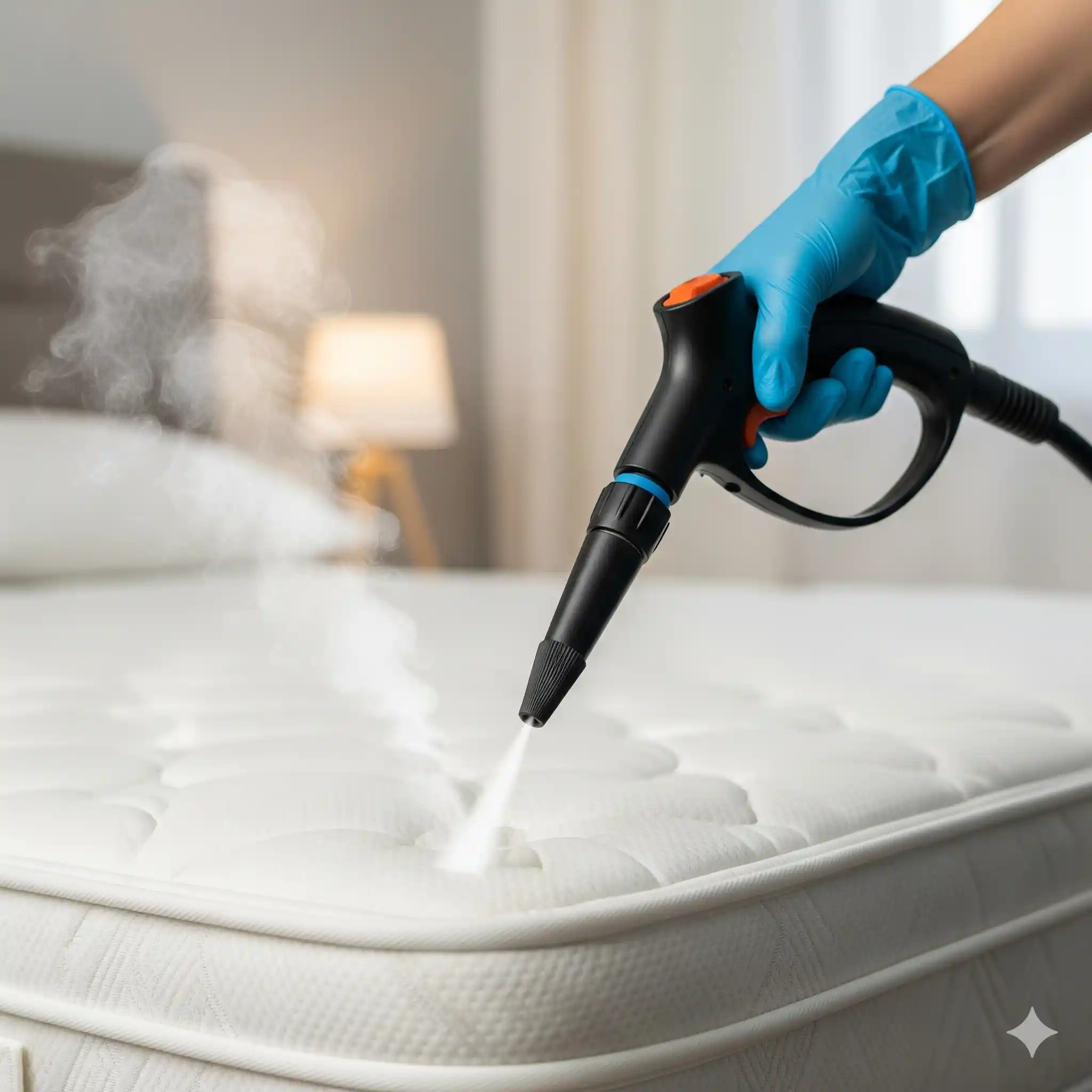 Technician applying EPA registered chemical treatment to bed bug harborage areas