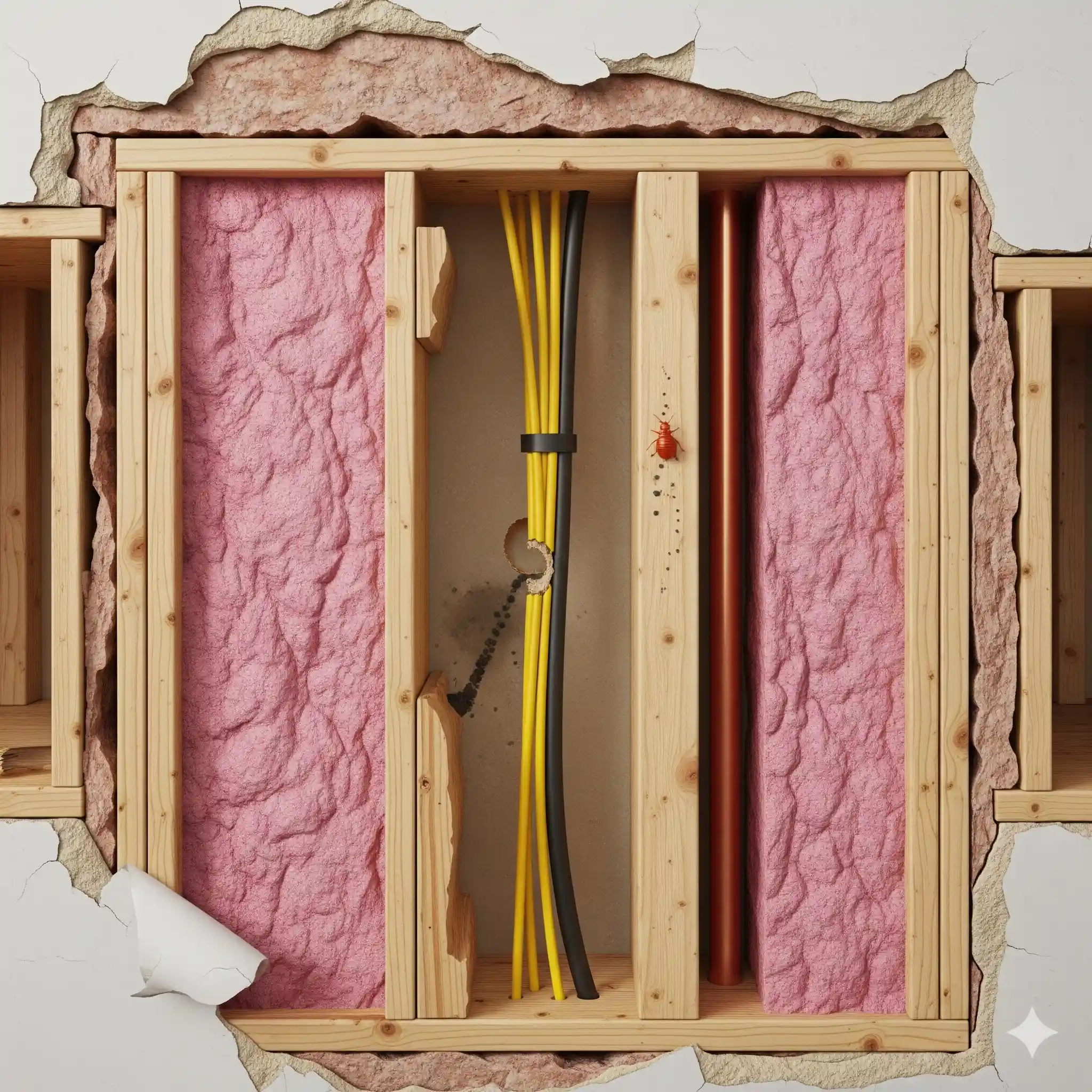 Multi unit building showing bed bug spread through shared walls and utilities