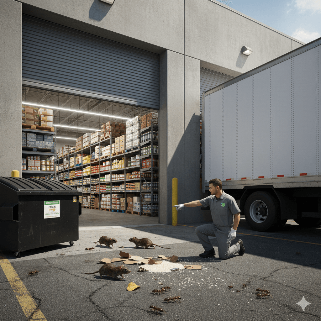 Commercial loading dock and entry points vulnerable to pest infiltration