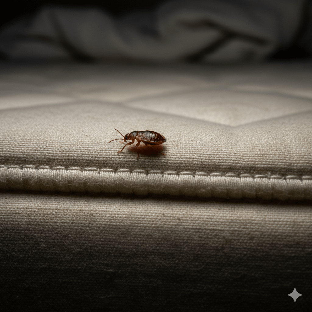 Bed bug infestation disrupting sleep and comfort in residential bedroom