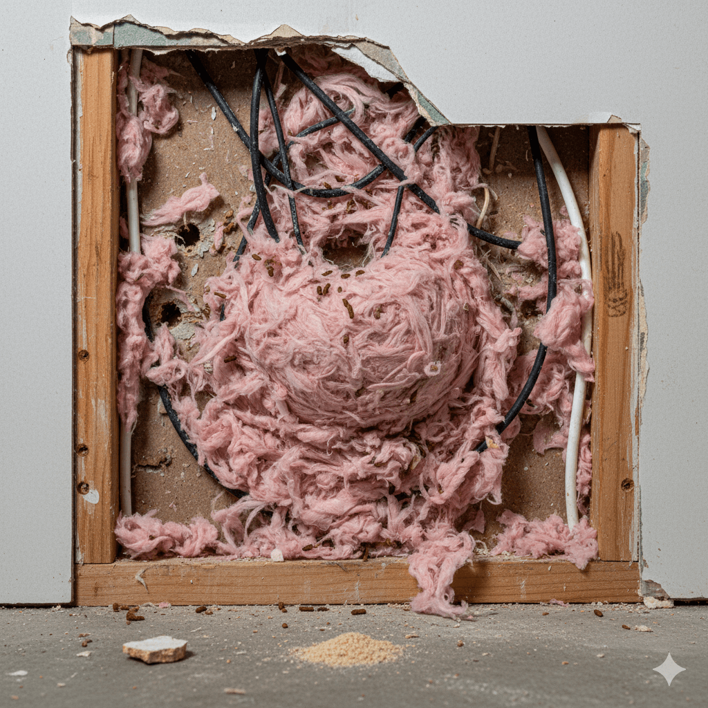 Foam insulation and vinyl siding vulnerable to rodent gnawing damage