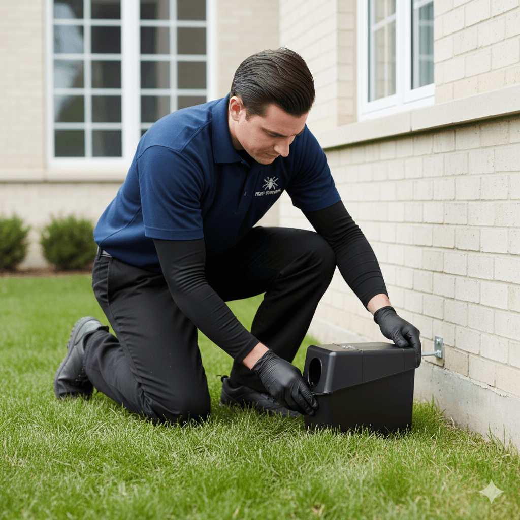 Strategically placed tamper resistant bait stations for professional rodent control