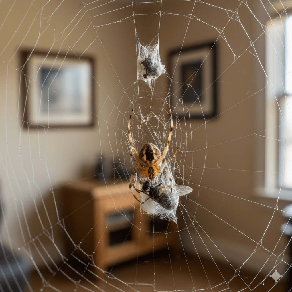 Multiple live spiders visible during daytime indicating high population numbers