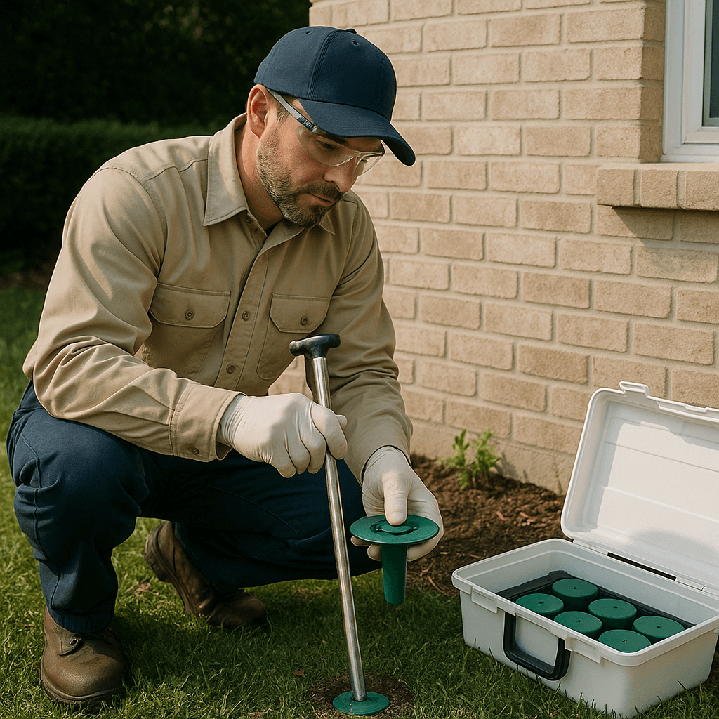Strategic termite bait station placement for colony elimination