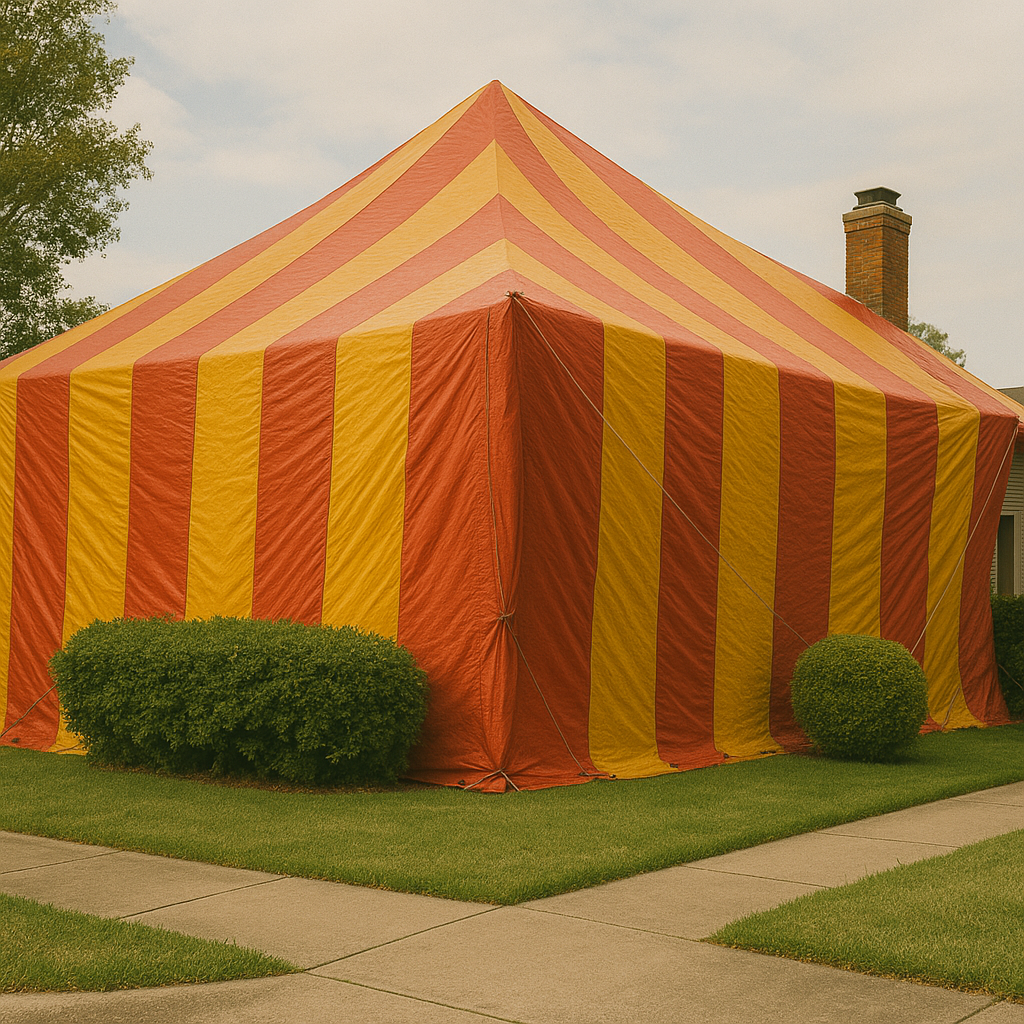 Complete structure fumigation tenting for severe drywood termite infestation