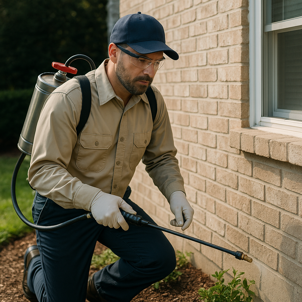 Professional grade liquid termite treatment creating foundation perimeter defense