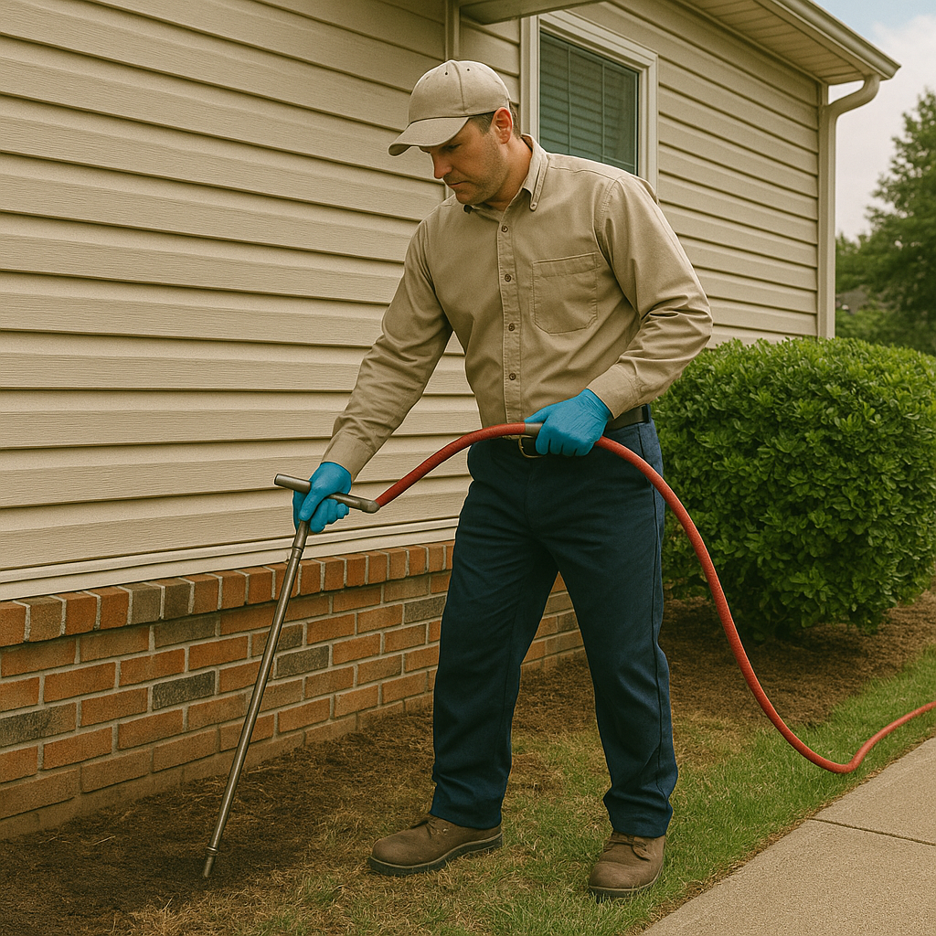 Ground barrier soil treatment preventing subterranean termite colony invasion