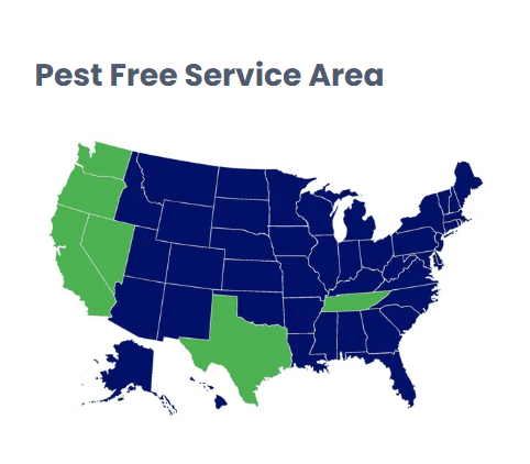 EcoGuard Service Area Map - CA, OR, WA, TX, TN, NV