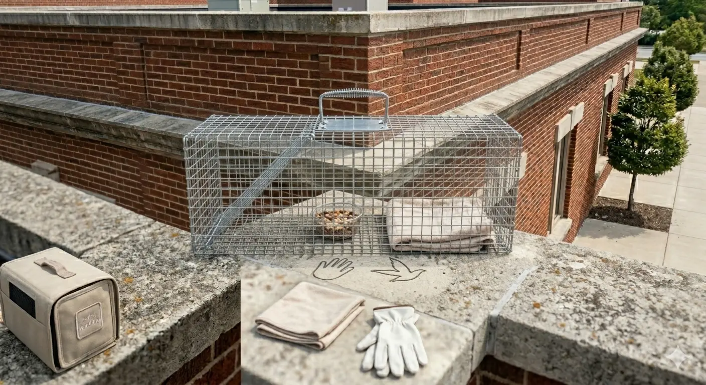 Humane pigeon trap for capture and relocation